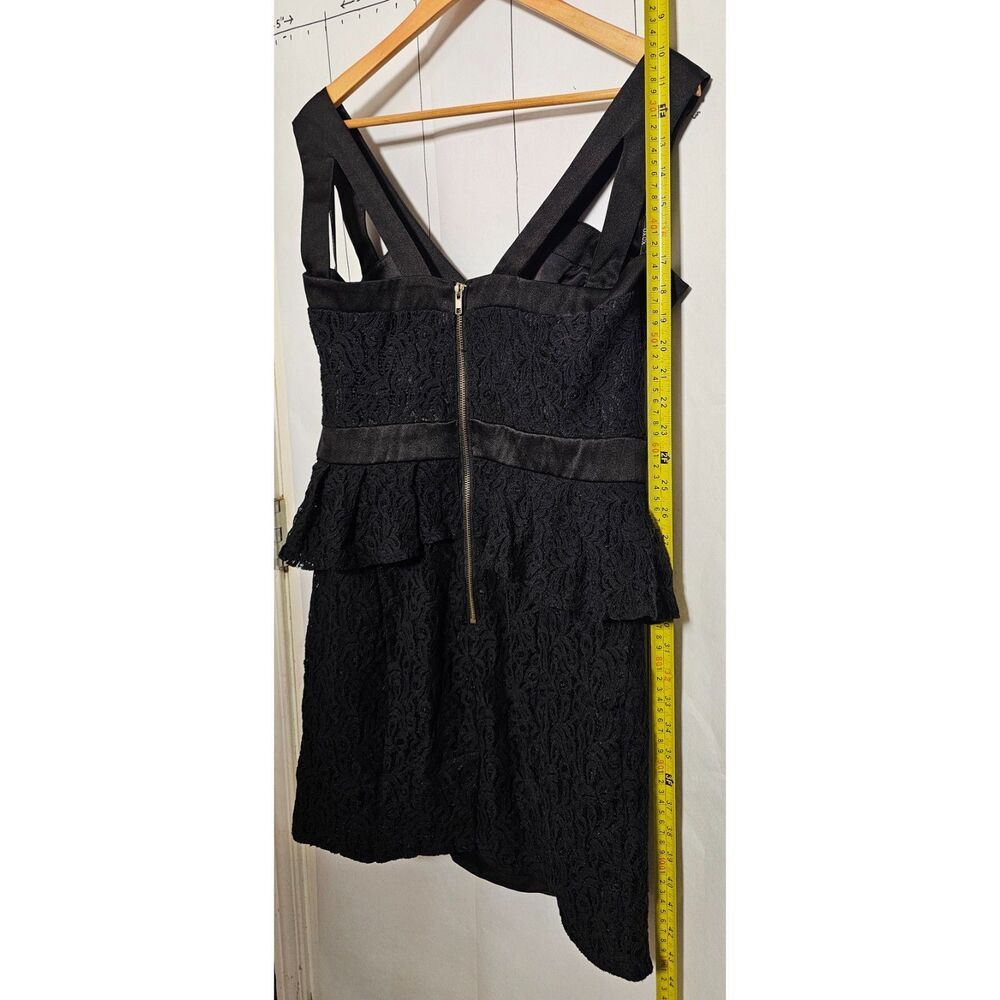 XOXO Black Lace Starlight Minidress w/ Peplum and Satin accents Sz 13/14